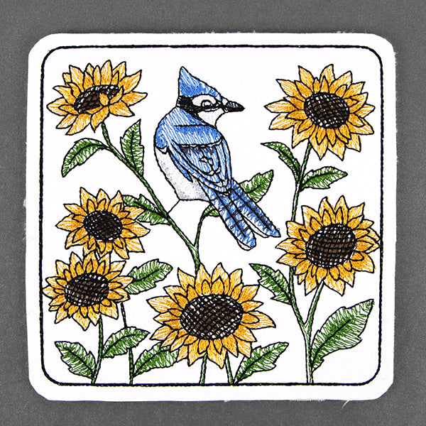 Beautiful Blue Jay Coaster (In-the-Hoop)