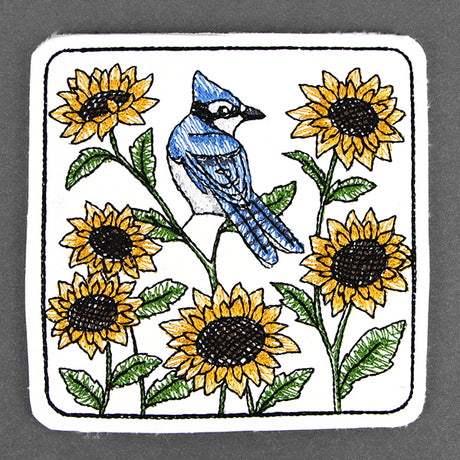 Beautiful Blue Jay Coaster (In-the-Hoop)