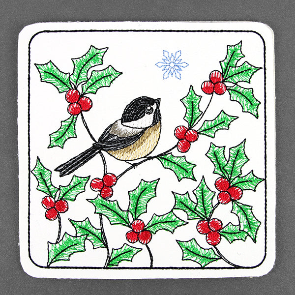 Cheerful Chickadee Coaster (In-the-Hoop)