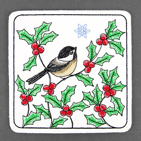 Cheerful Chickadee Coaster (In-the-Hoop)