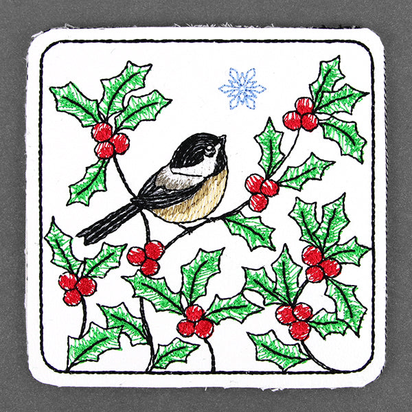 Cheerful Chickadee Coaster (In-the-Hoop)