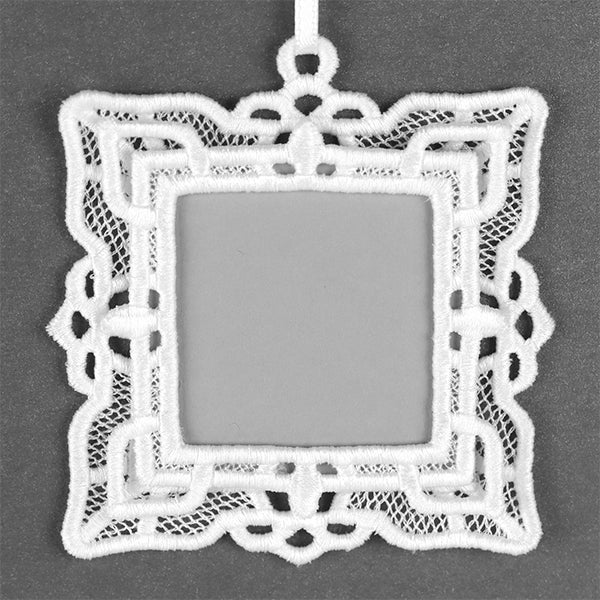 Sweet Moments Square Frame Ornament (Lace)