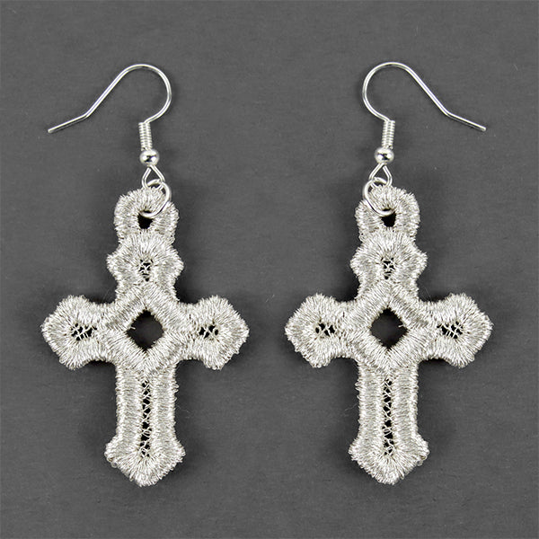 Blessed Cross Earrings (Miniature Lace)