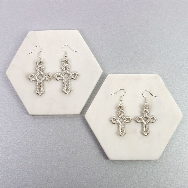 Blessed Cross Earrings (Miniature Lace)