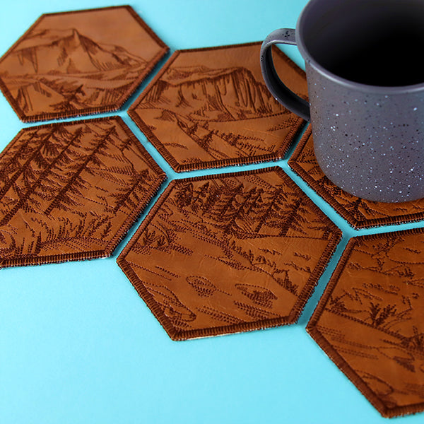 Hexagon Nature Coaster 5 (In-the-Hoop)