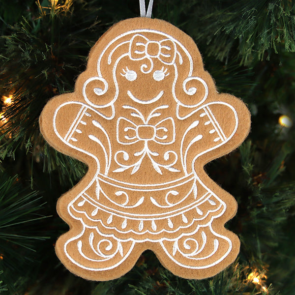Gingerbread Cookie Ornament - Gingerbread Woman (In-the-Hoop)