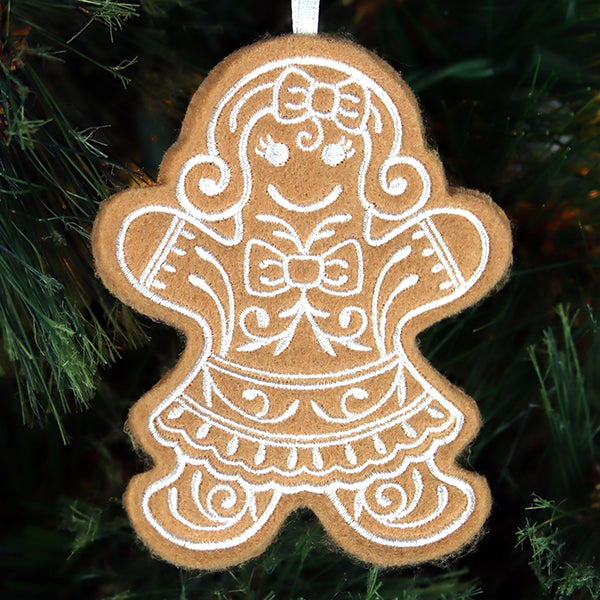 Gingerbread Cookie Ornament - Gingerbread Woman (In-the-Hoop)