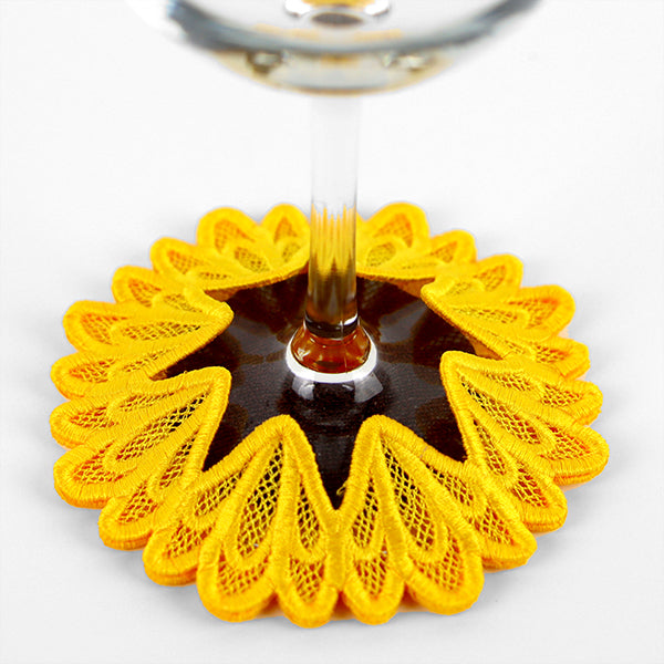 Sweet Sunflower Wine Glass Coaster (Lace)