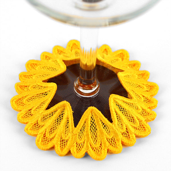Sweet Sunflower Wine Glass Coaster (Lace)
