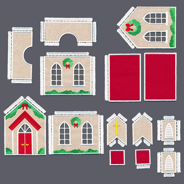 3D Christmas Village - Country Church (In-the-Hoop)