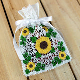 Fancy Fall Sunflower Drawstring Bag (Battenburg Lace)