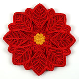 Festive Poinsettia Wine Glass Coaster (Lace)