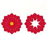 Festive Poinsettia Wine Glass Coaster (Lace)