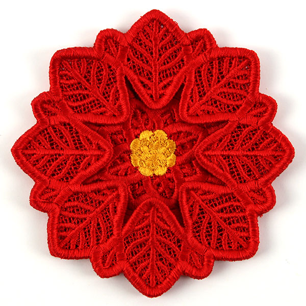 Festive Poinsettia Wine Glass Coaster (Lace)