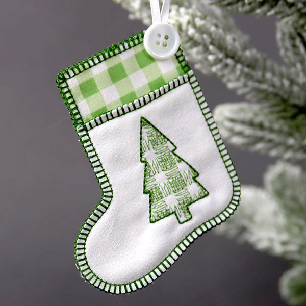 Merry Christmas Tree Stocking Ornament (In-the-Hoop)