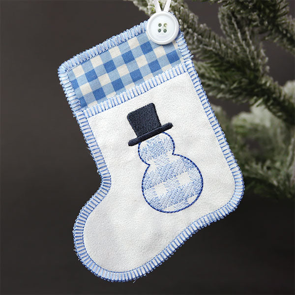 Merry Snowman Stocking Ornament (In-the-Hoop)