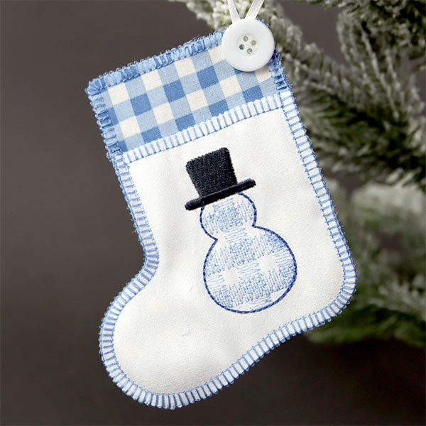 Merry Snowman Stocking Ornament (In-the-Hoop)