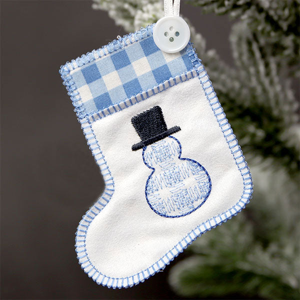 Merry Snowman Stocking Ornament (In-the-Hoop)