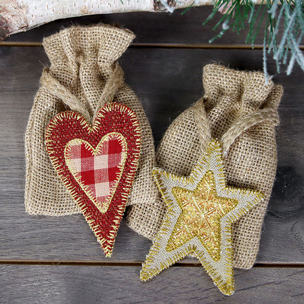 Country Christmas Heart Ornament (In-the-Hoop)