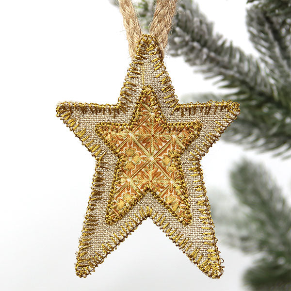 Country Christmas Star Ornament (In-the-Hoop)