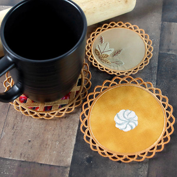 Autumn Leaves Pie Coaster (In-the-Hoop)