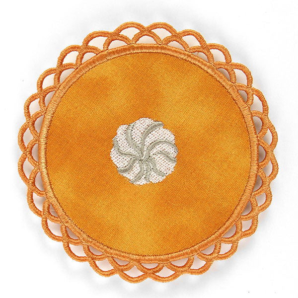 Pumpkin Pie with Whipped Cream Coaster (In-the-Hoop)