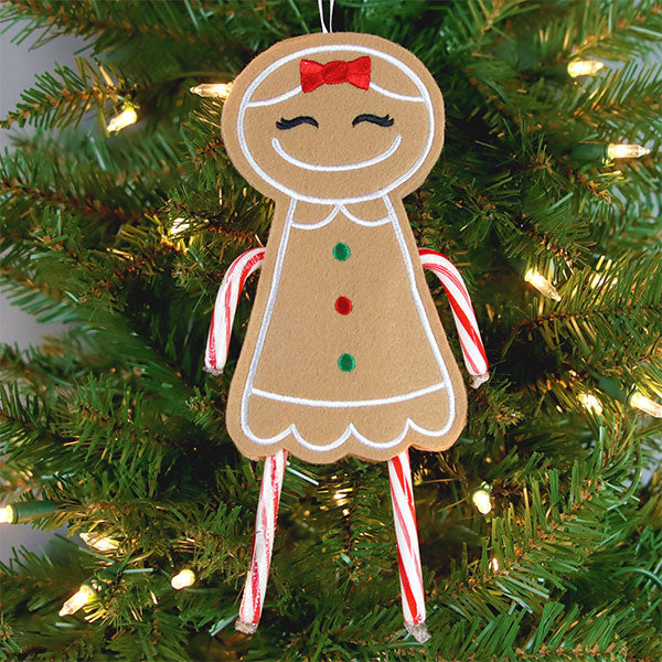 Gingerbread Woman Double Candy Cane Holder (In-the-Hoop)
