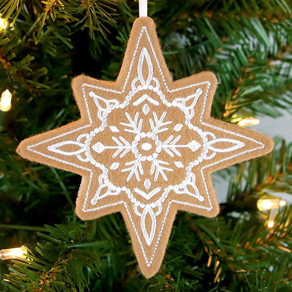 Gingerbread Cookie Ornament - Christmas Star 1 (In-the-Hoop)