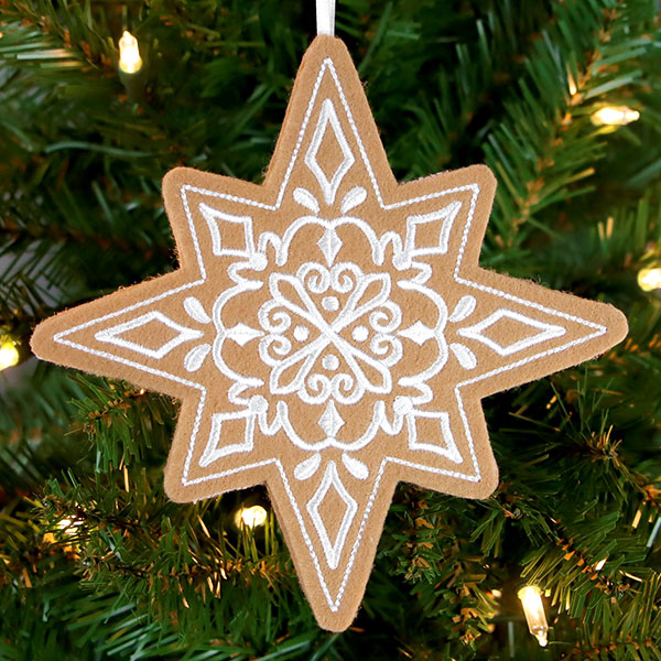 Gingerbread Cookie Ornament - Christmas Star 2 (In-the-Hoop)