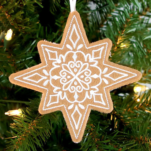Gingerbread Cookie Ornament - Christmas Star 2 (In-the-Hoop)