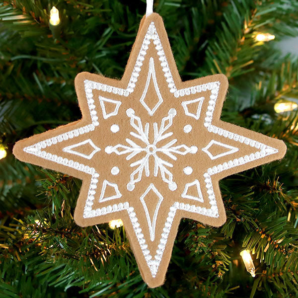 Gingerbread Cookie Ornament - Christmas Star 3 (In-the-Hoop)