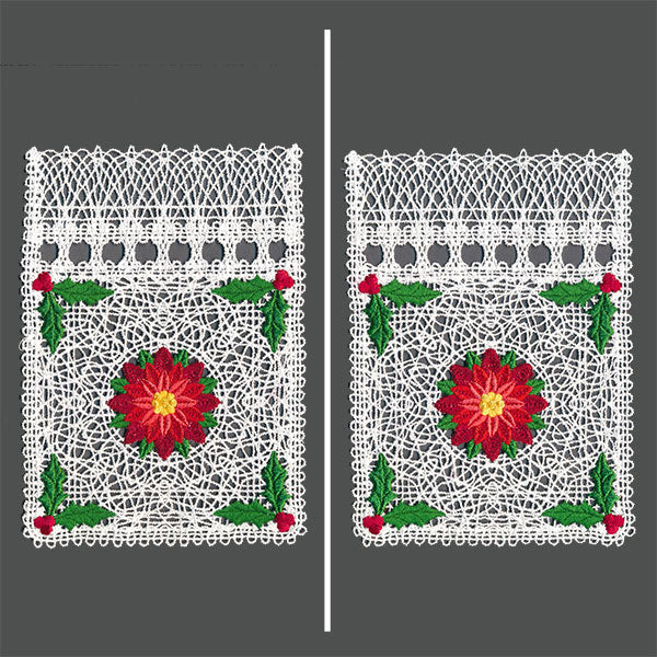 Fancy for Christmas Poinsettia Drawstring Bag (Battenburg Lace)