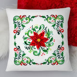 Christmas Rosemaling Poinsettia Pillow Pair