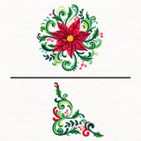 Christmas Rosemaling Poinsettia Pillow Pair