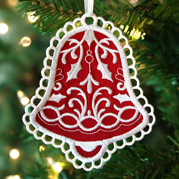 Lace Edge Christmas Bell Ornament (In-the-Hoop)