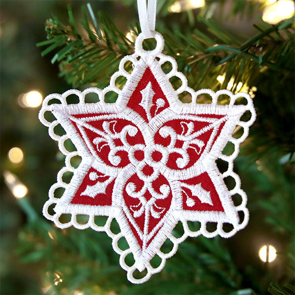 Lace Edge Christmas Poinsettia Ornament (In-the-Hoop) – Embroidery Library