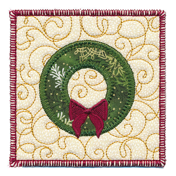 It's Time for Christmas Wreaths Mug Rug (In-the-Hoop)