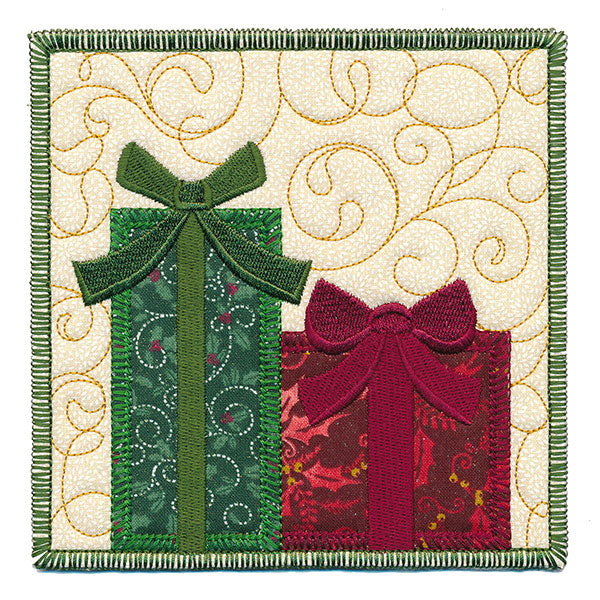 Christmas Gifts Are Waiting Mug Rug (In-the-Hoop)