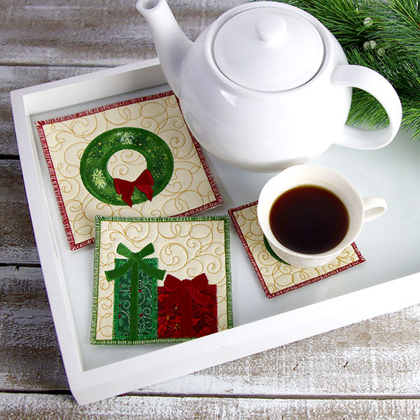 Christmas Gifts Are Waiting Mug Rug (In-the-Hoop)