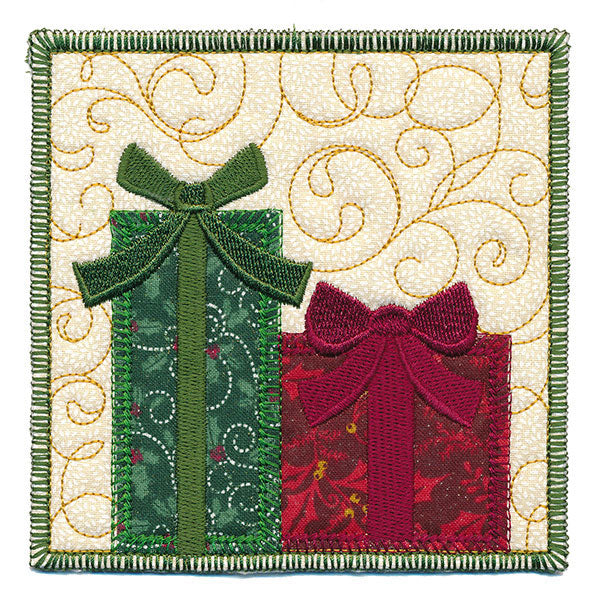 Christmas Gifts Are Waiting Mug Rug (In-the-Hoop)