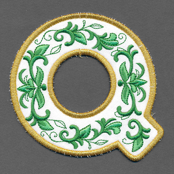 Festive & Elegant Alphabet Ornaments - Letter Q (In-the-Hoop)
