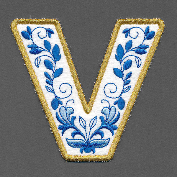 Festive & Elegant Alphabet Ornaments - Letter V (In-the-Hoop)