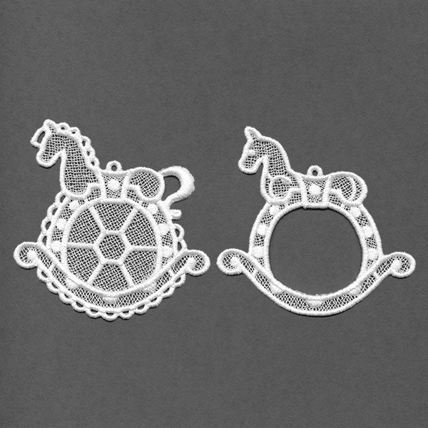 Rocking Horse Photo Frame Ornament (Lace)