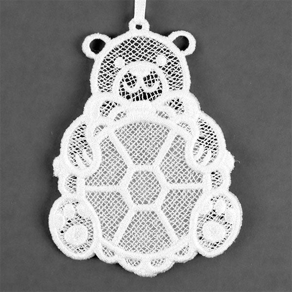 Teddy Bear Photo Frame Ornament (Lace)