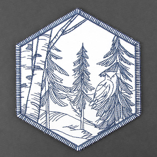 Hexagon Winter Scene Coaster 1 (In-the-Hoop)