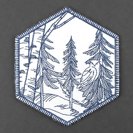Hexagon Winter Scene Coaster 1 (In-the-Hoop)