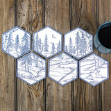 Hexagon Winter Scene Coaster 4 (In-the-Hoop)