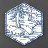Hexagon Winter Scene Coaster 4 (In-the-Hoop)