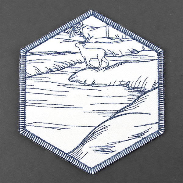 Hexagon Winter Scene Coaster 5 (In-the-Hoop)