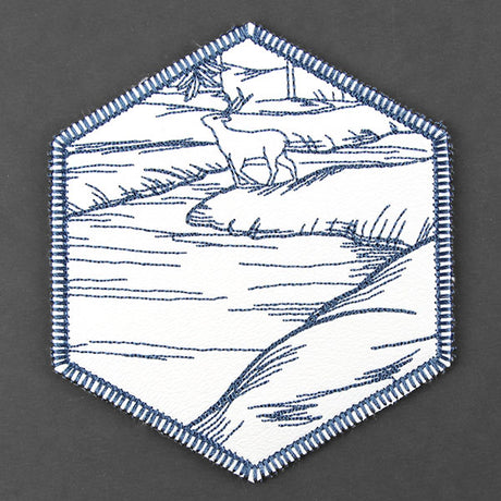 Hexagon Winter Scene Coaster 5 (In-the-Hoop)